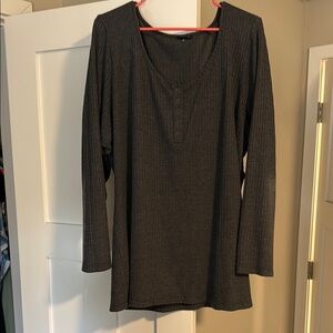 Black Long Sleeve Henley Top